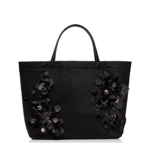 TORY BURCH Flower Cluster Large Tote in Black NEW